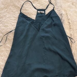 nine britton Teal Lace-Trim Slip Camisole